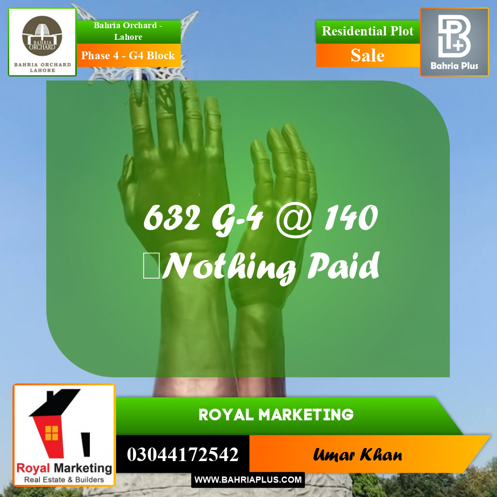 Residential Plot for Sale in Phase 4 - G4 Block -  Bahria Orchard, Lahore - (BP-160008)