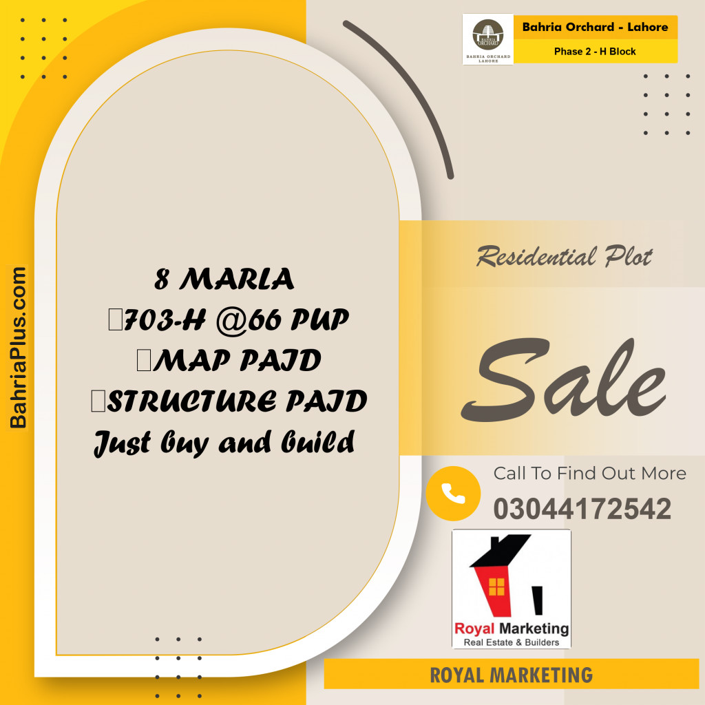 Residential Plot for Sale in Phase 2 - H Block -  Bahria Orchard, Lahore - (BP-160016)