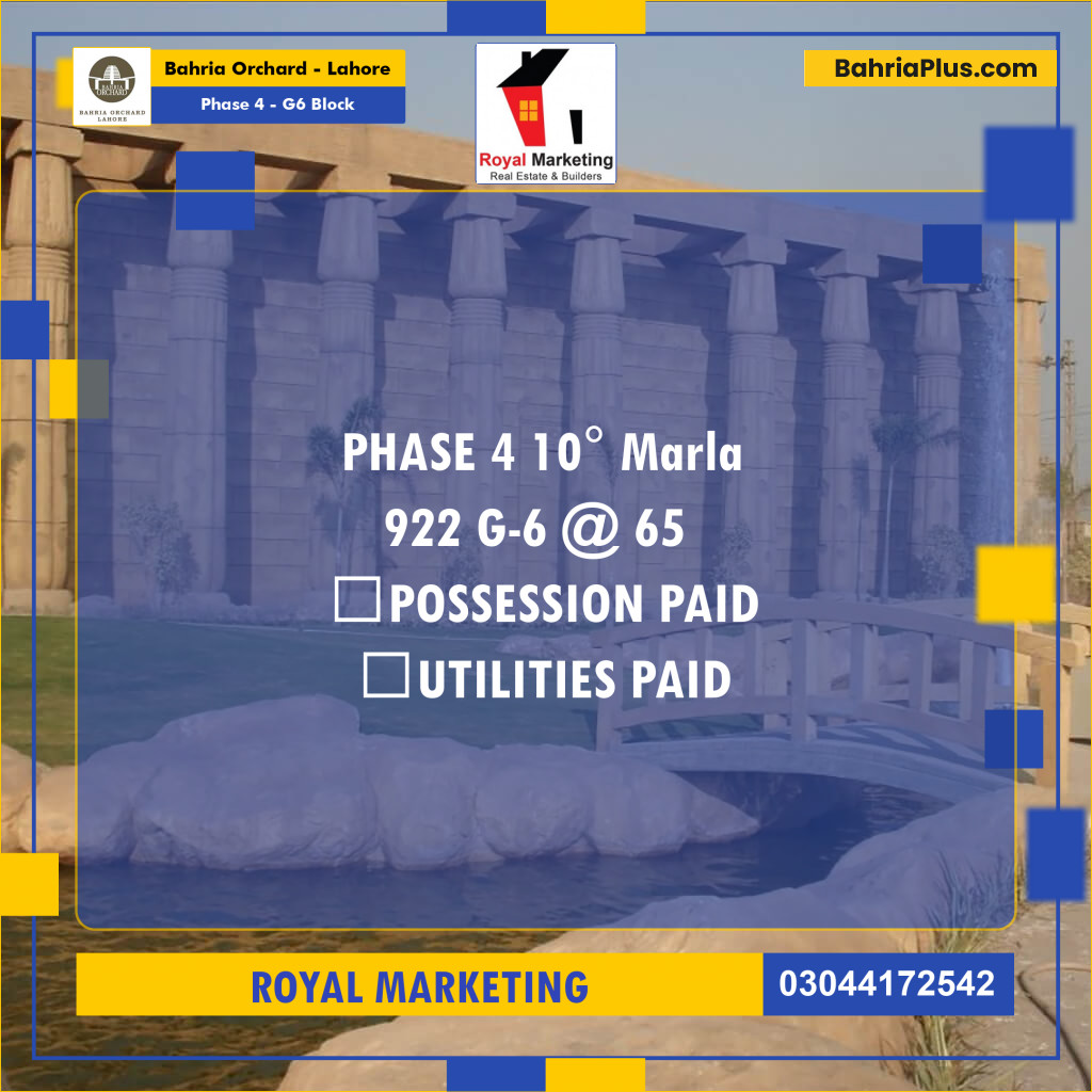 Residential Plot for Sale in Phase 4 - G6 Block -  Bahria Orchard, Lahore - (BP-160025)