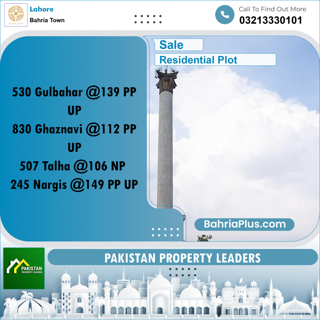 Residential Plot for Sale in Sector C - Gulbahar Block -  Bahria Town, Lahore - (BP-160075)