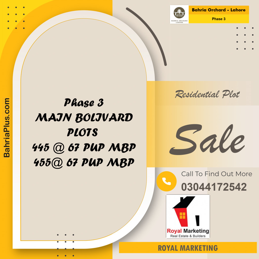 Residential Plot for Sale in Phase 3 -  Bahria Orchard, Lahore - (BP-160098)