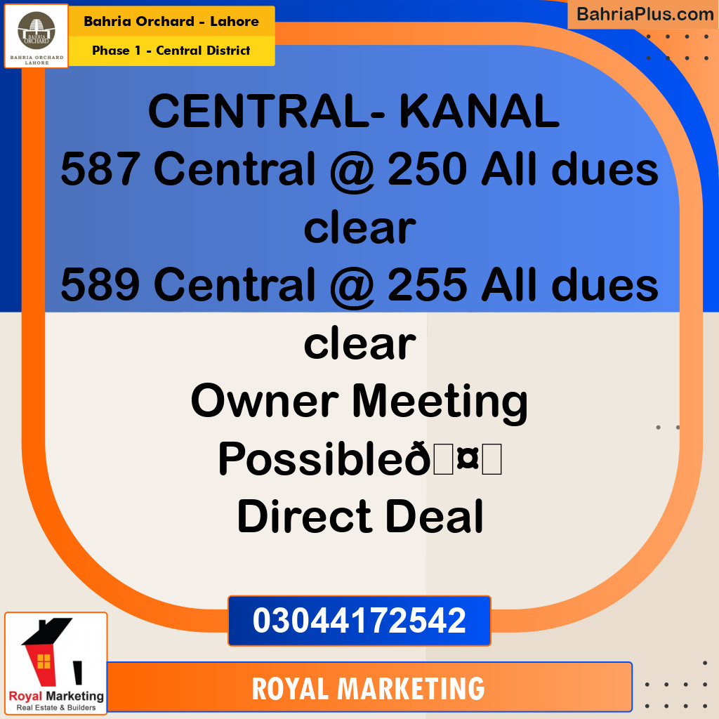 Residential Plot for Sale in Phase 1 - Central District -  Bahria Orchard, Lahore - (BP-160108)