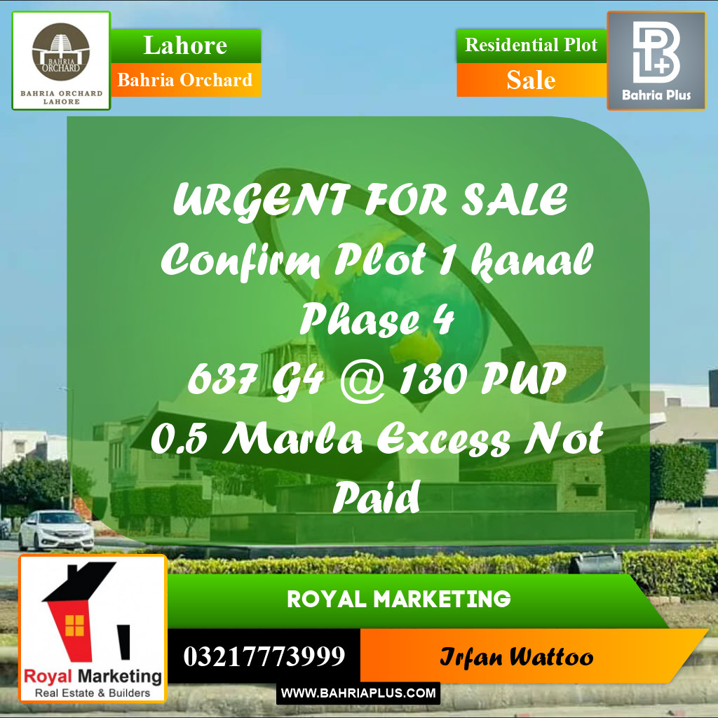 Residential Plot for Sale in Phase 4 - G4 Block -  Bahria Orchard, Lahore - (BP-160111)