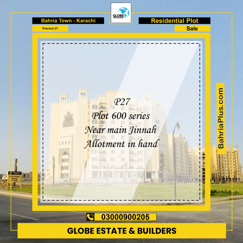Residential Plot for Sale in Precinct 27 -  Bahria Town, Karachi - (BP-160118)