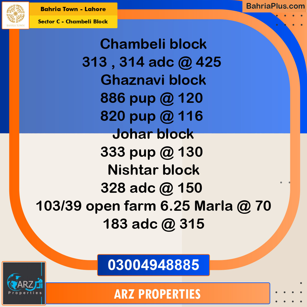 Residential Plot for Sale in Sector C - Chambeli Block -  Bahria Town, Lahore - (BP-160136)
