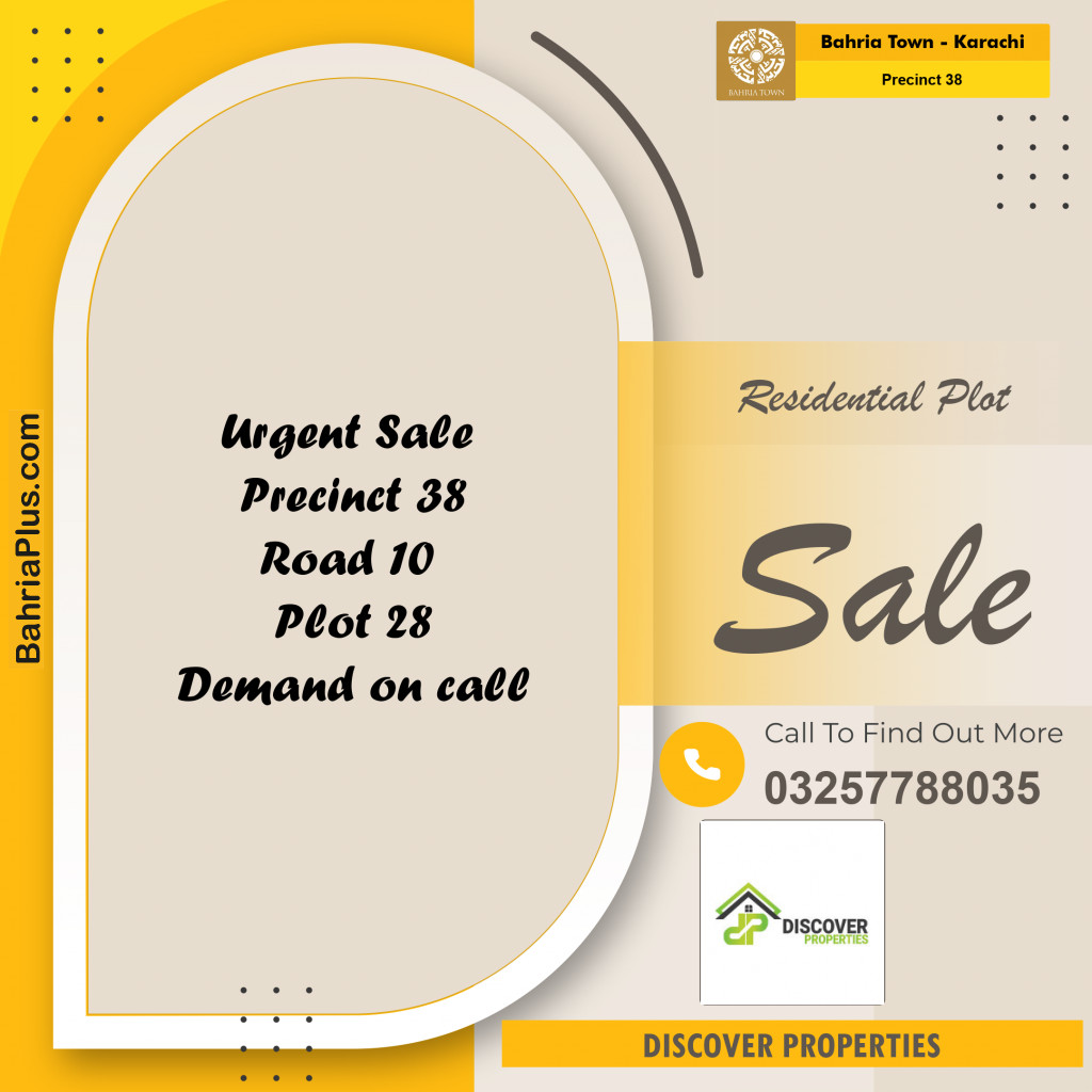 1000 Sq. Yards Residential Plot for Sale in Precinct 38 -  Bahria Town, Karachi - (BP-160193)