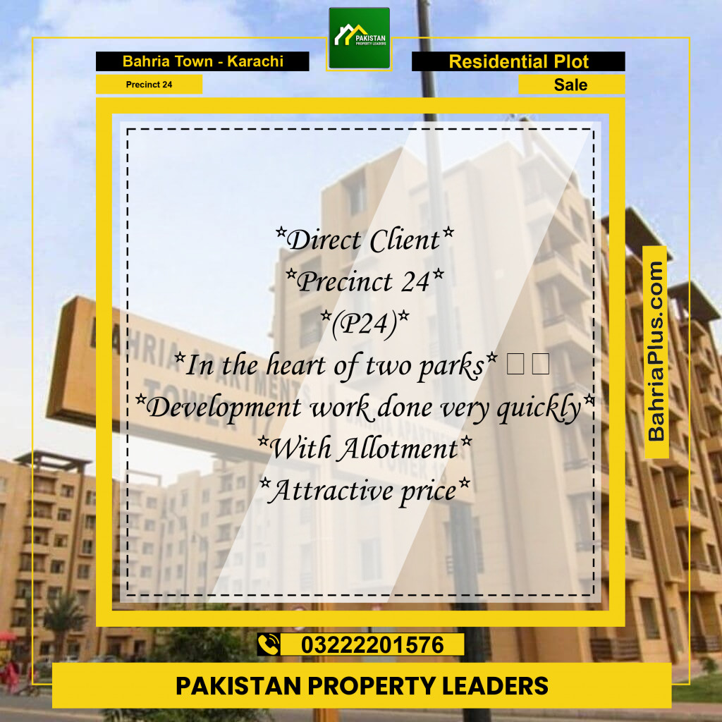 125 Sq. Yards Residential Plot for Sale in Precinct 24 -  Bahria Town, Karachi - (BP-160200)