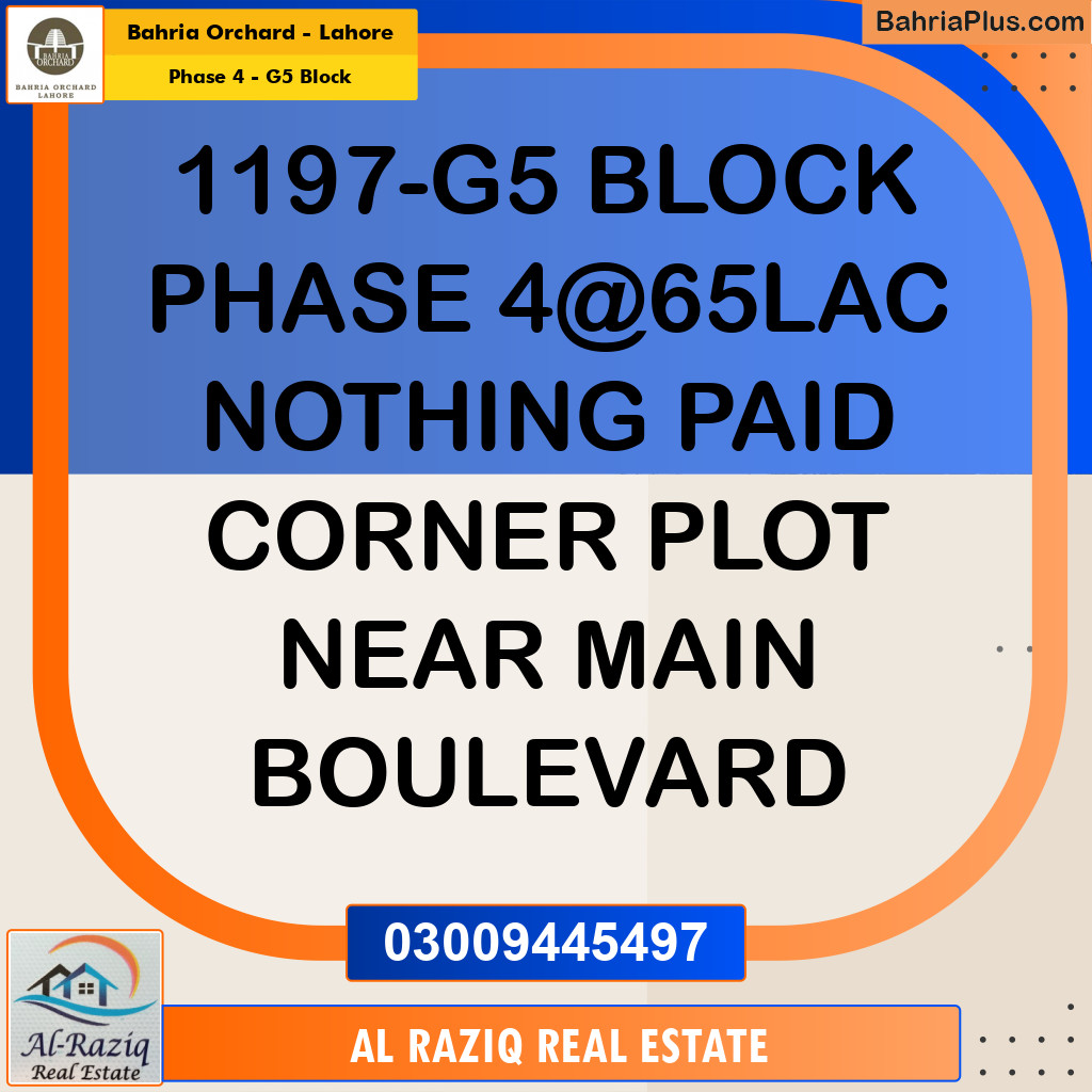 Residential Plot for Sale in Phase 4 - G5 Block -  Bahria Orchard, Lahore - (BP-160207)