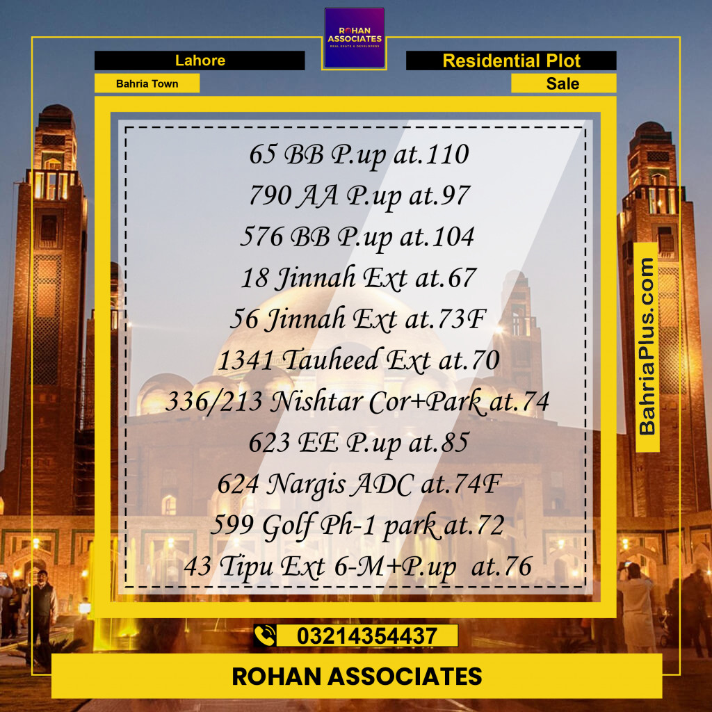 Residential Plot for Sale in Sector D - BB Block -  Bahria Town, Lahore - (BP-160236)