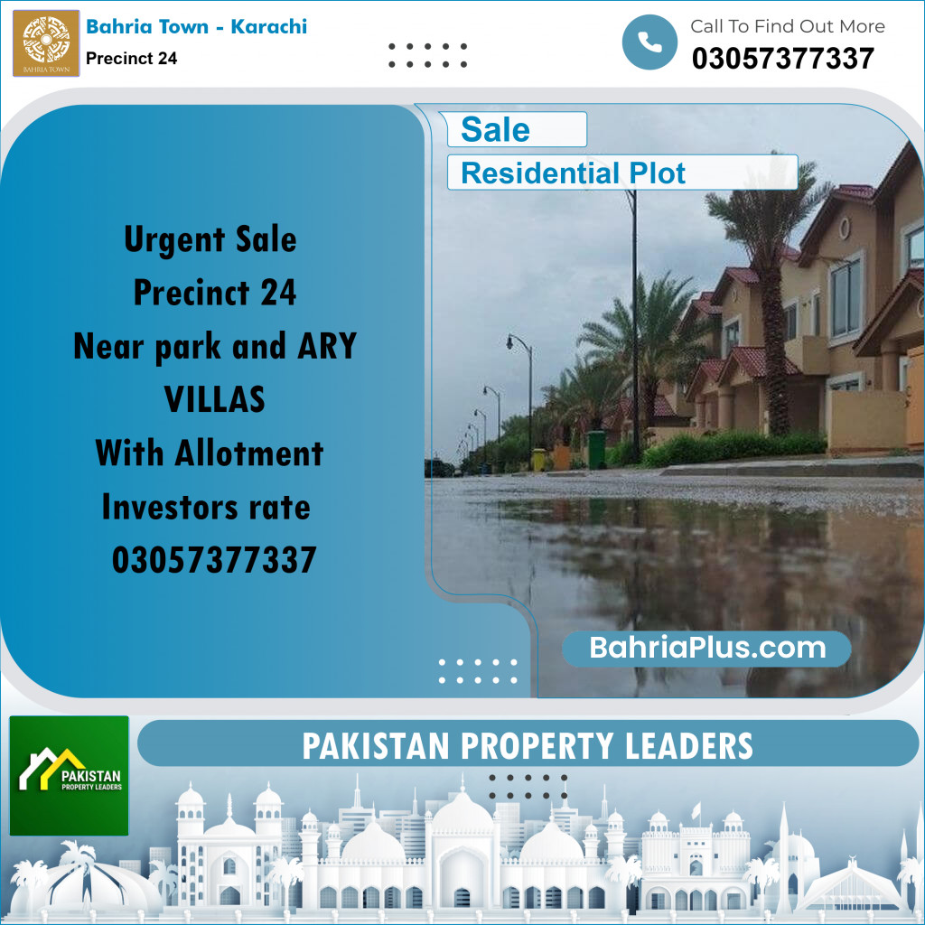 125 Sq. Yards Residential Plot for Sale in Precinct 24 -  Bahria Town, Karachi - (BP-160264)