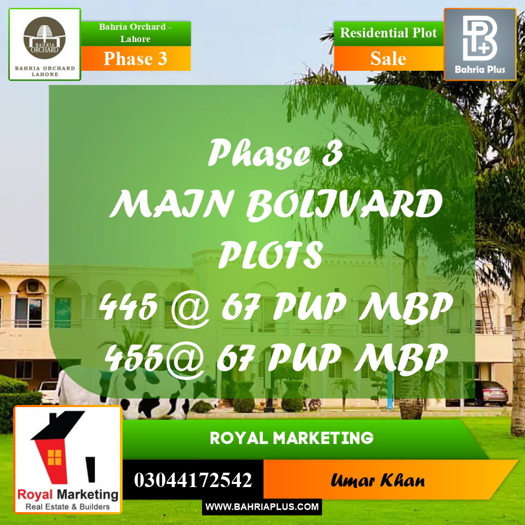 Residential Plot for Sale in Phase 3 -  Bahria Orchard, Lahore - (BP-160275)