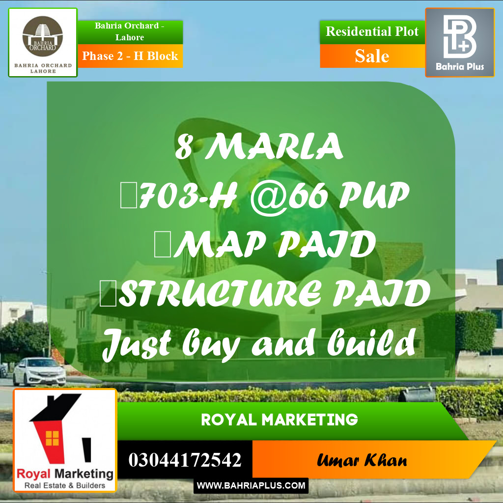 Residential Plot for Sale in Phase 2 - H Block -  Bahria Orchard, Lahore - (BP-160278)