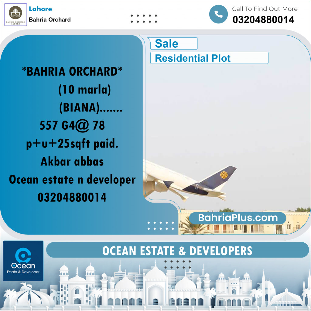 Residential Plot for Sale in Phase 4 - G4 Block -  Bahria Orchard, Lahore - (BP-160303)