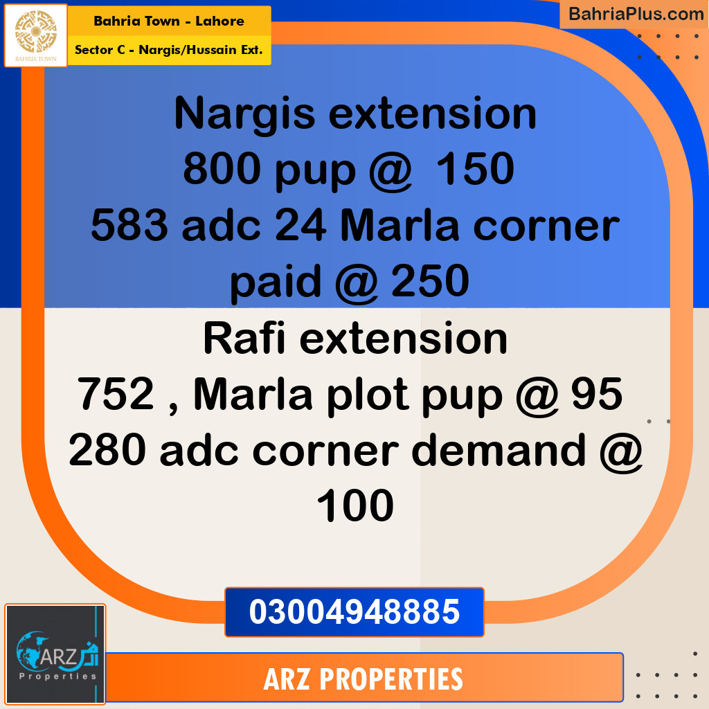 Residential Plot for Sale in Sector C - Nargis/Hussain Ext. -  Bahria Town, Lahore - (BP-160312)