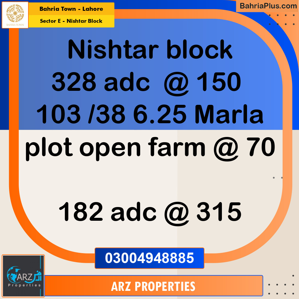 Residential Plot for Sale in Sector E - Nishtar Block -  Bahria Town, Lahore - (BP-160315)