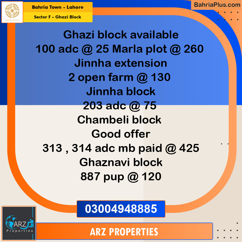 Residential Plot for Sale in Sector F - Ghazi Block -  Bahria Town, Lahore - (BP-160316)