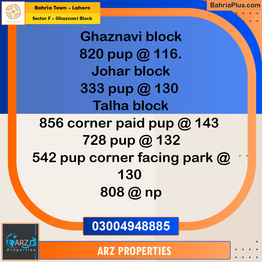 Residential Plot for Sale in Sector F - Ghaznavi Block -  Bahria Town, Lahore - (BP-160318)