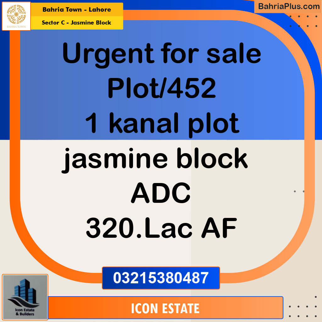 Residential Plot for Sale in Sector C - Jasmine Block -  Bahria Town, Lahore - (BP-160320)