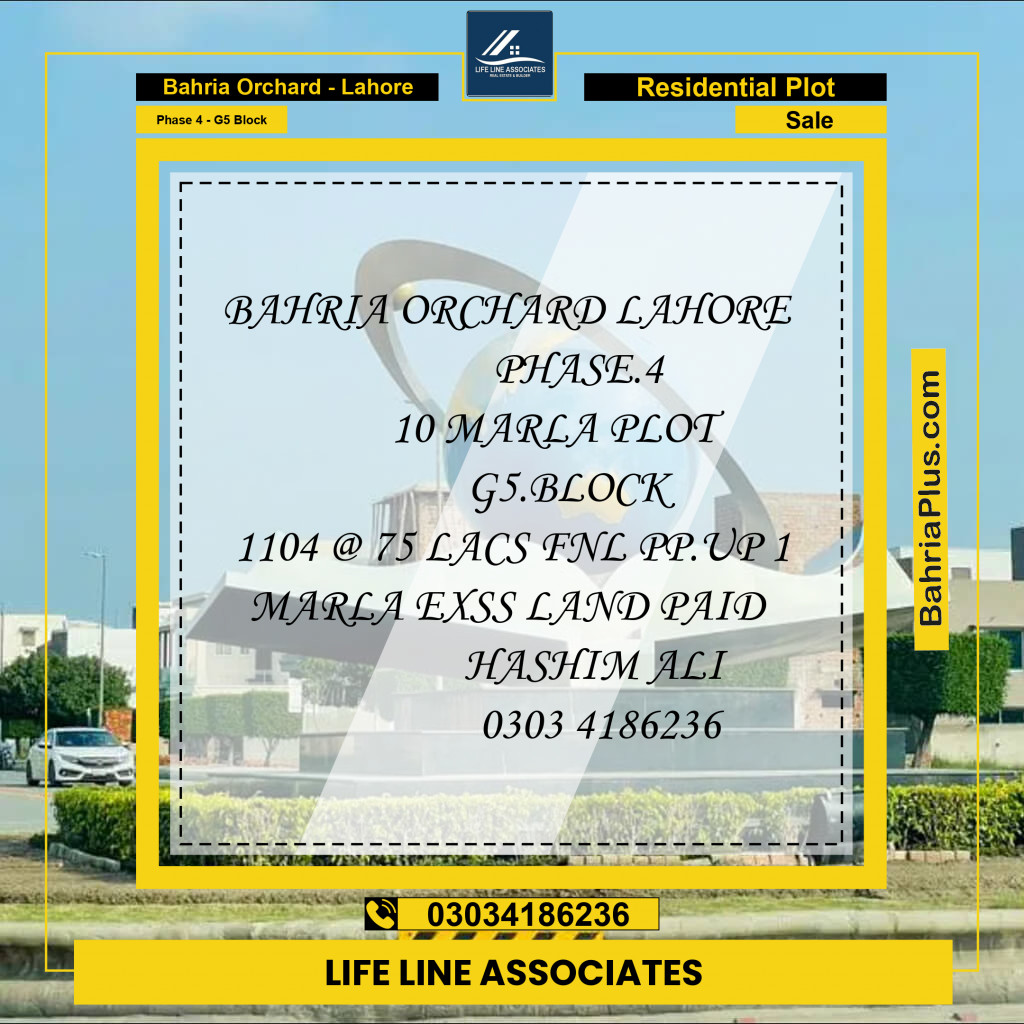 Residential Plot for Sale in Phase 4 - G5 Block -  Bahria Orchard, Lahore - (BP-160351)