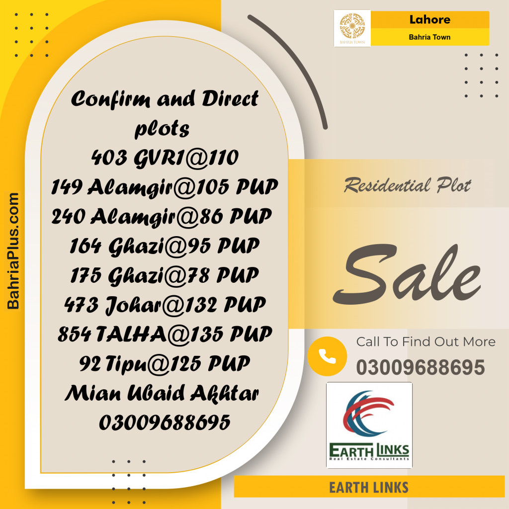 Residential Plot for Sale in Golf Phase 1 -  Bahria Town, Lahore - (BP-160371)