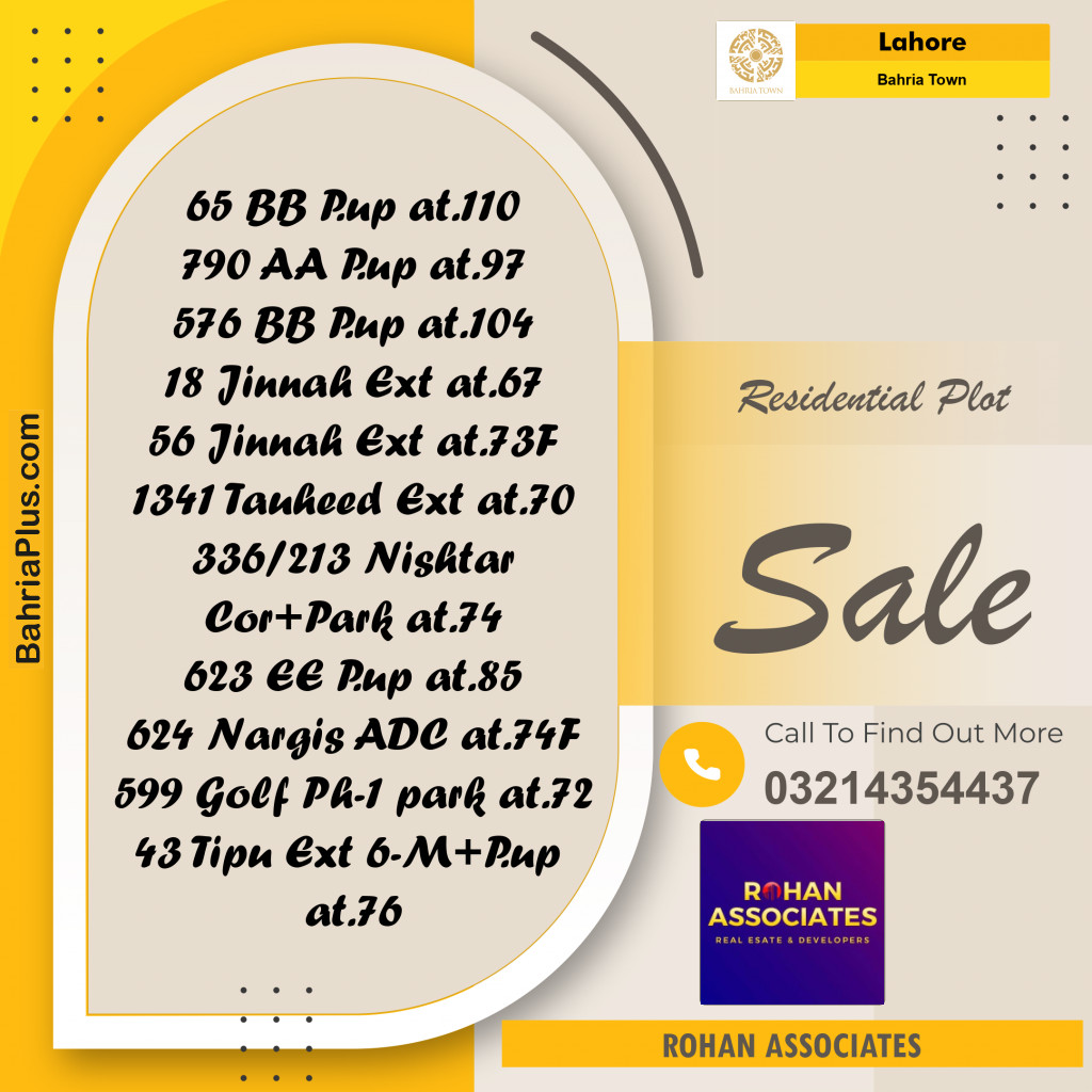 Residential Plot for Sale in Sector D - BB Block -  Bahria Town, Lahore - (BP-160375)