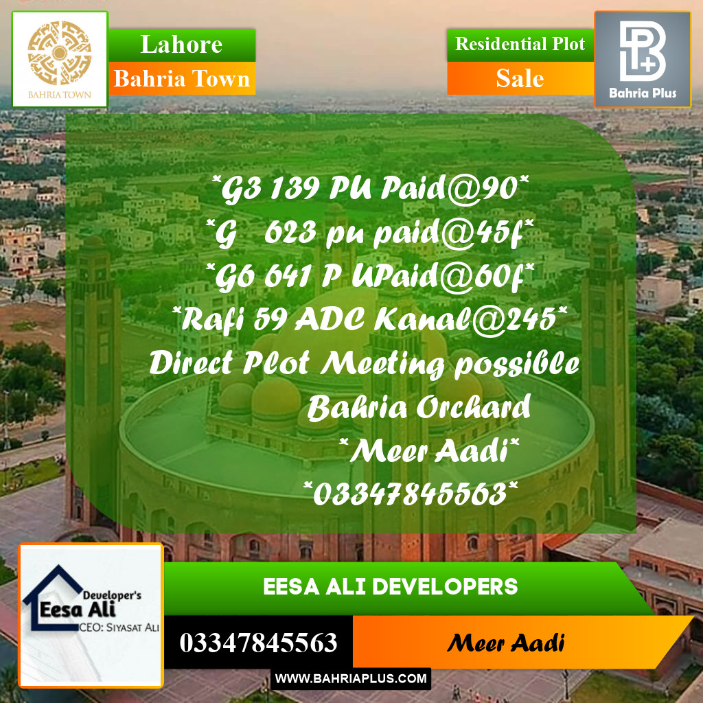 Residential Plot for Sale in Golf Phase 3 -  Bahria Town, Lahore - (BP-160390)
