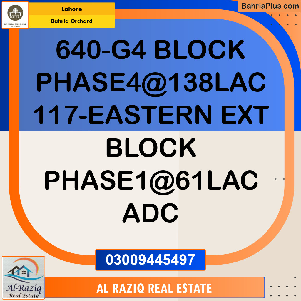 Residential Plot for Sale in Phase 4 - G4 Block -  Bahria Orchard, Lahore - (BP-160416)