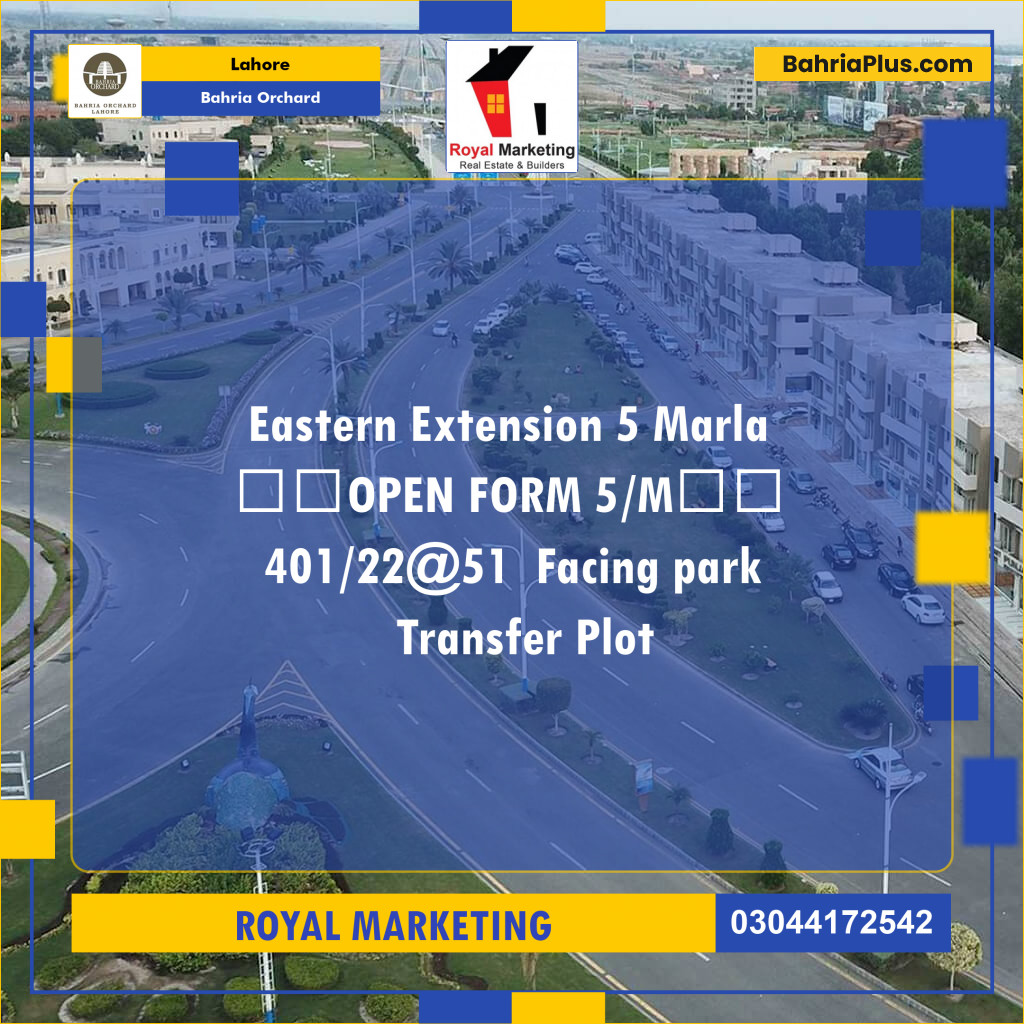 Residential Plot for Sale in Bahria Orchard, Lahore - (BP-160422)