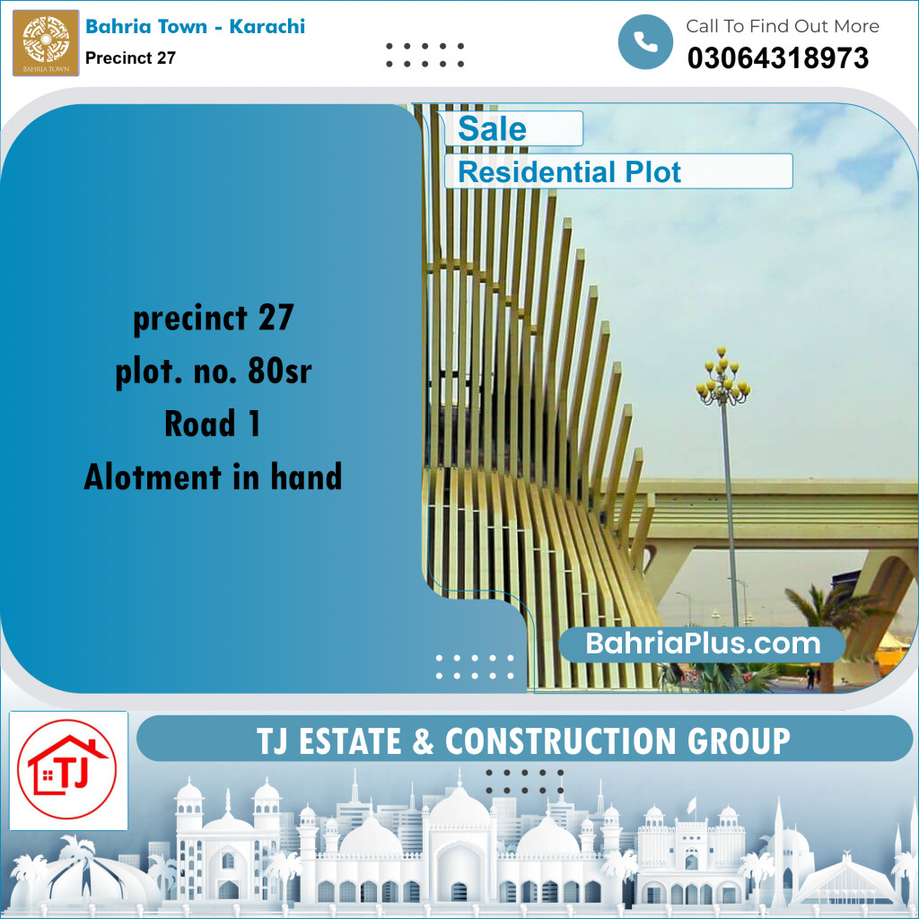 Residential Plot for Sale in Precinct 27 -  Bahria Town, Karachi - (BP-160446)