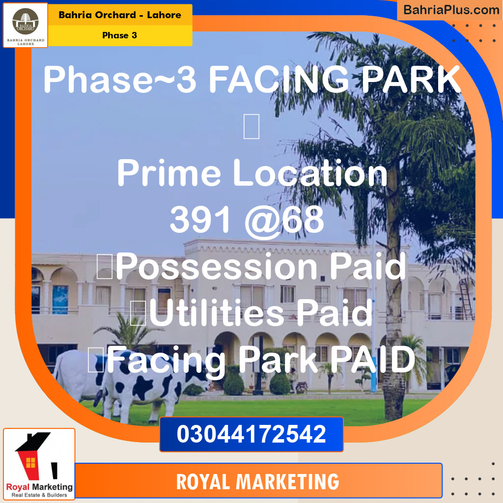 Residential Plot for Sale in Phase 3 -  Bahria Orchard, Lahore - (BP-160449)