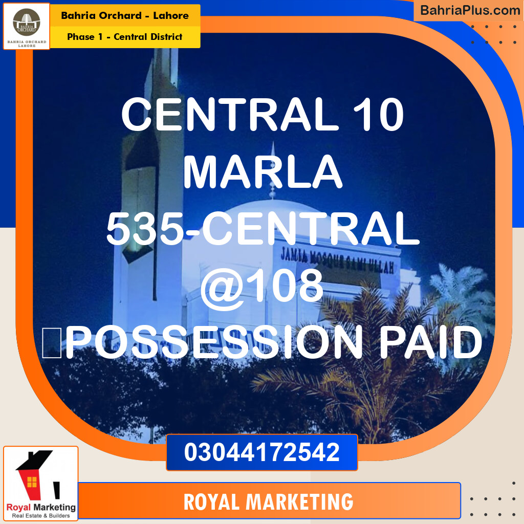 Residential Plot for Sale in Phase 1 - Central District -  Bahria Orchard, Lahore - (BP-160458)