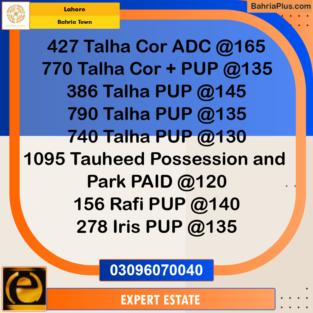 Residential Plot for Sale in Sector F - Talha Block -  Bahria Town, Lahore - (BP-160463)