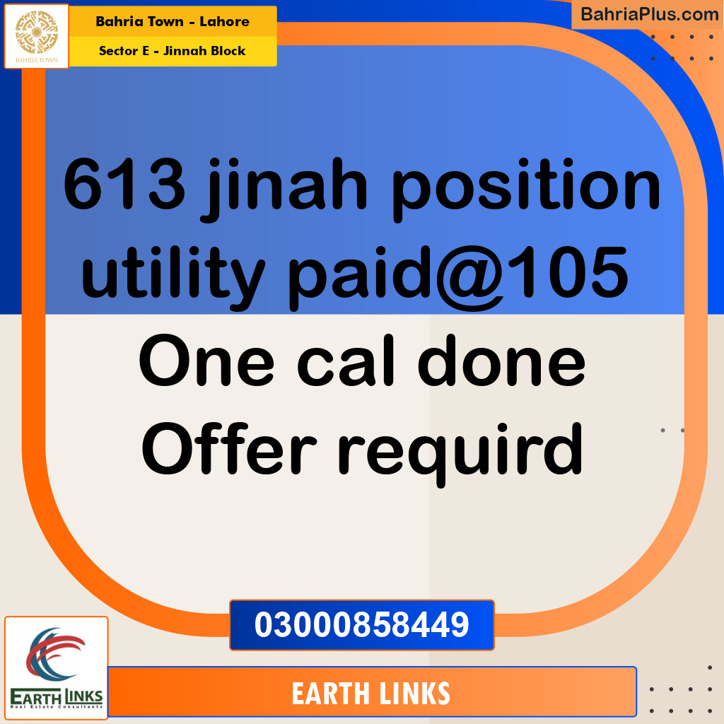 Residential Plot for Sale in Sector E - Jinnah Block -  Bahria Town, Lahore - (BP-160470)