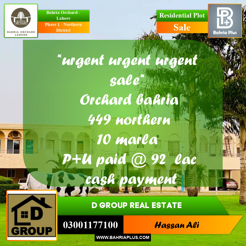 Residential Plot for Sale in Phase 1 - Northern District -  Bahria Orchard, Lahore - (BP-160486)