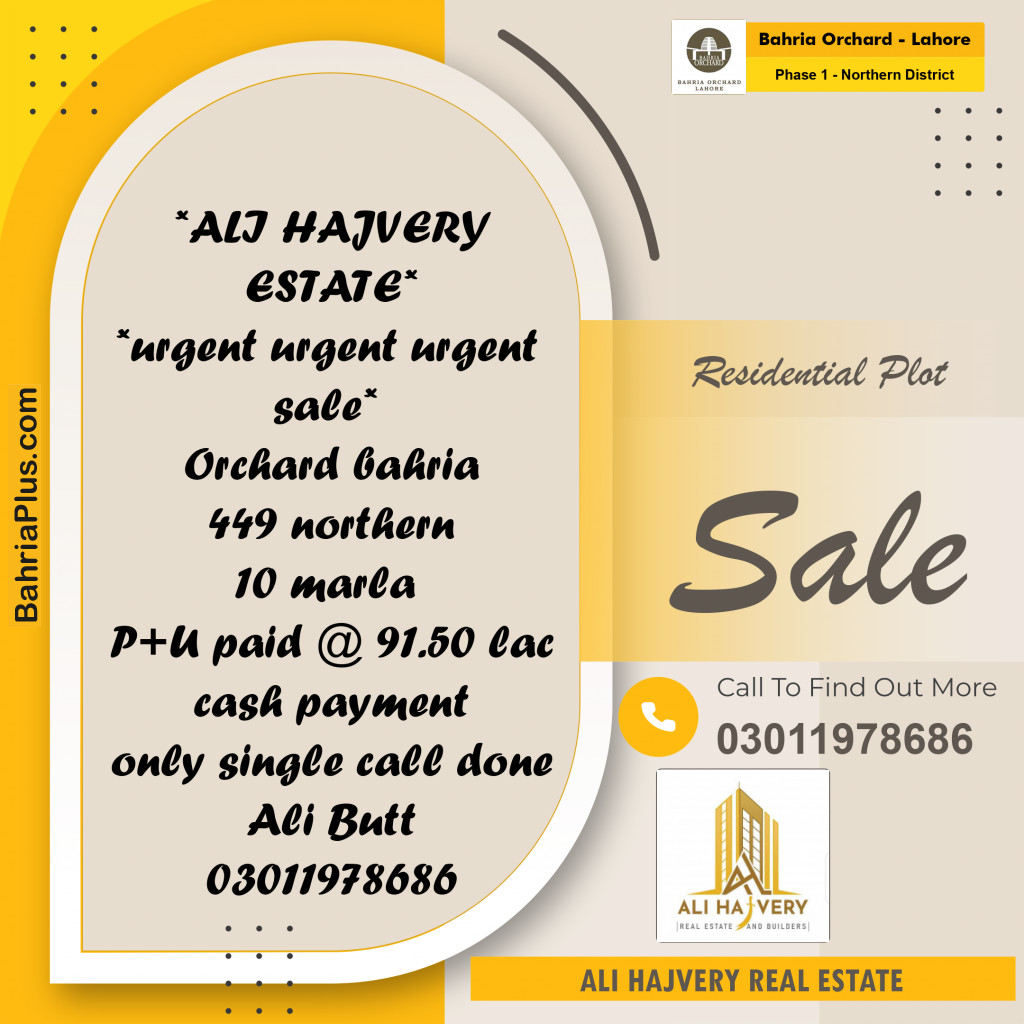 Residential Plot for Sale in Phase 1 - Northern District -  Bahria Orchard, Lahore - (BP-160488)