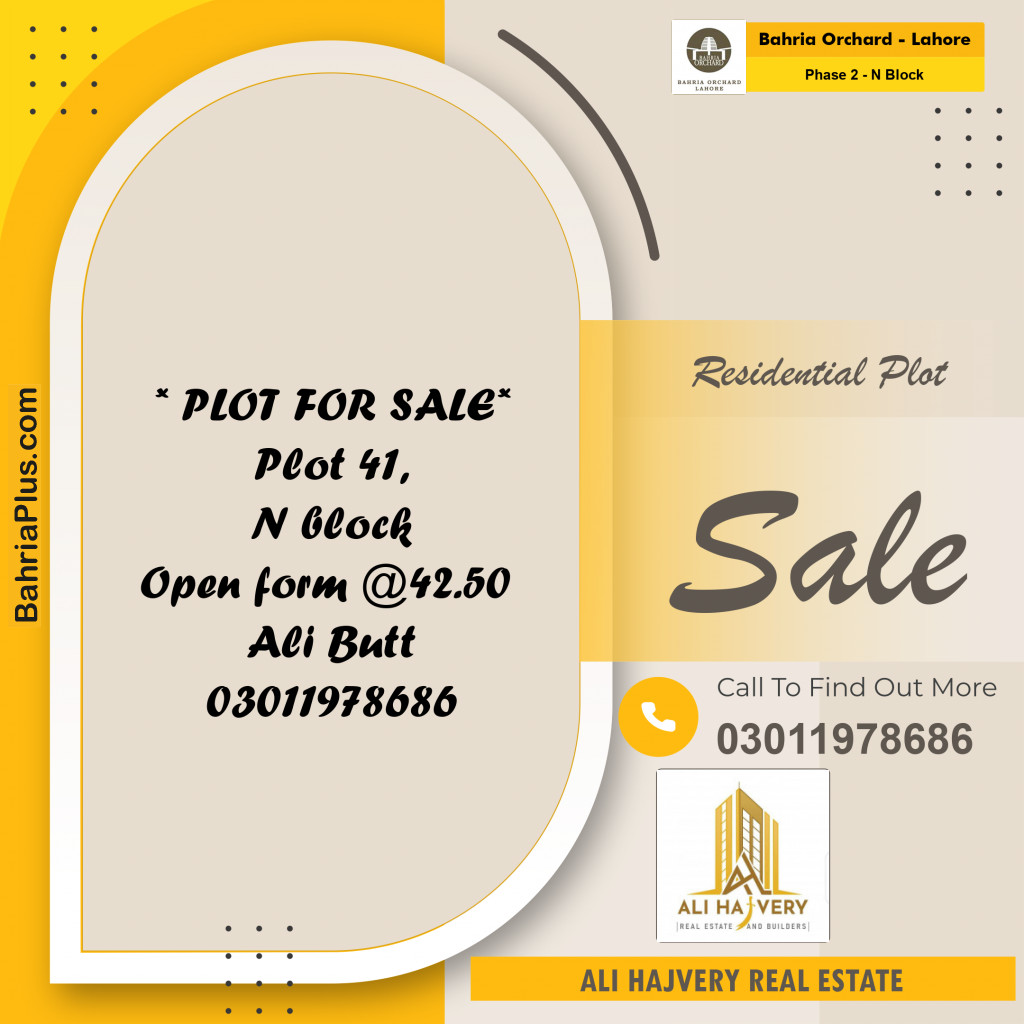 Residential Plot for Sale in Phase 2 - N Block -  Bahria Orchard, Lahore - (BP-160492)