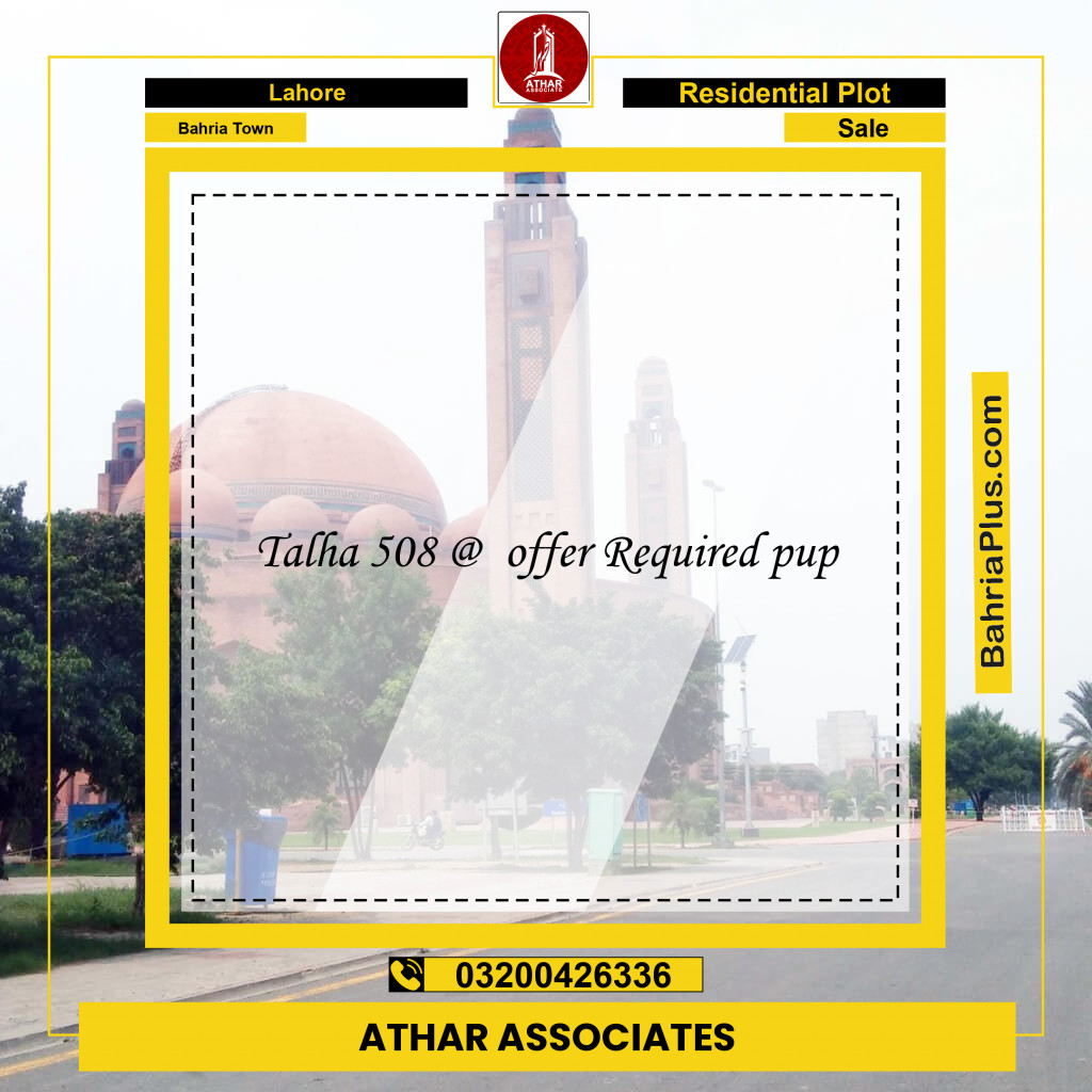 Residential Plot for Sale in Sector F - Talha Block -  Bahria Town, Lahore - (BP-160613)
