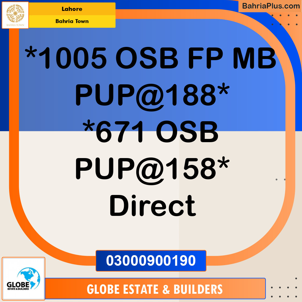 Residential Plot for Sale in Overseas B -  Bahria Town, Lahore - (BP-160626)