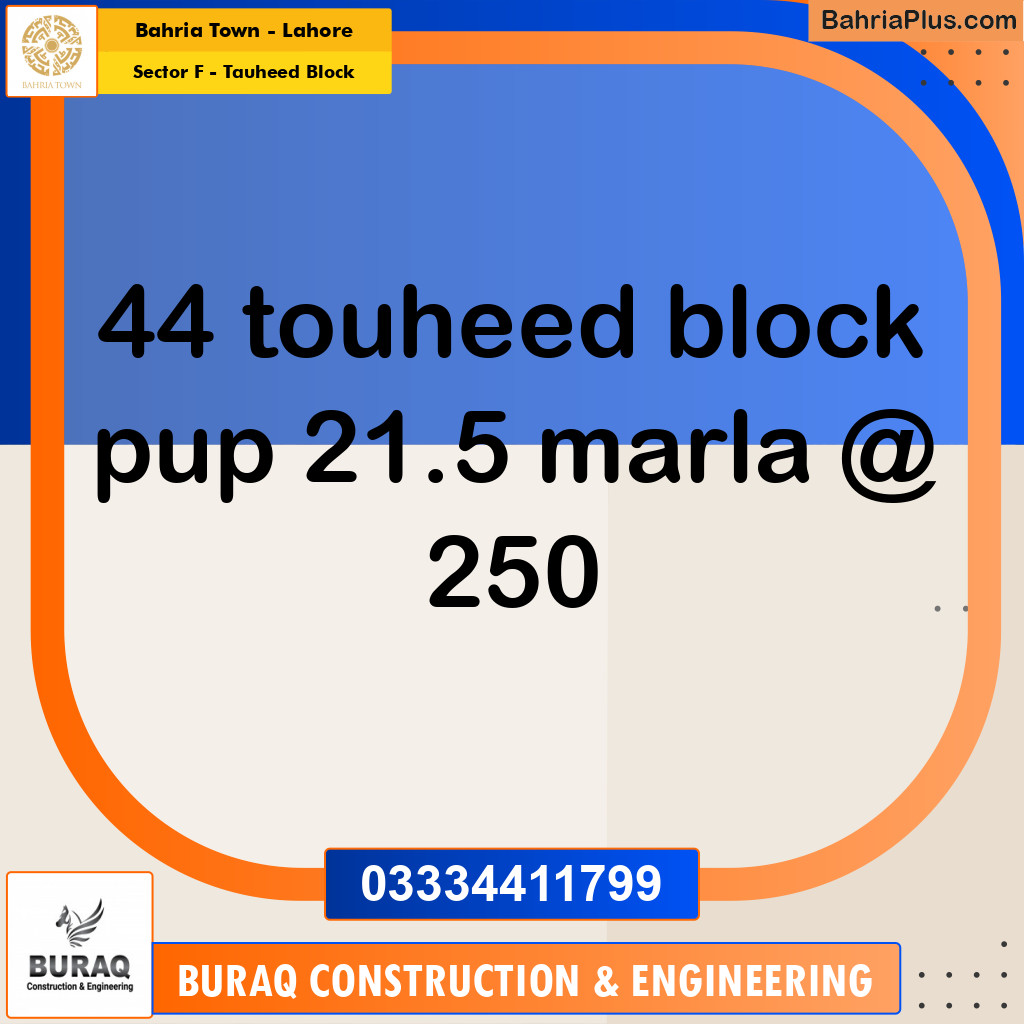 Residential Plot for Sale in Sector F - Tauheed Block -  Bahria Town, Lahore - (BP-160630)