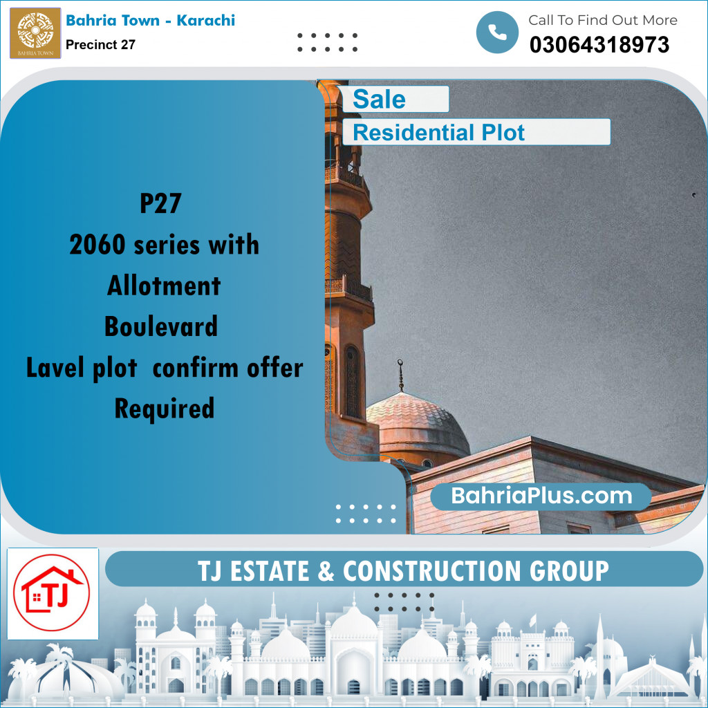 Residential Plot for Sale in Precinct 27 -  Bahria Town, Karachi - (BP-160638)