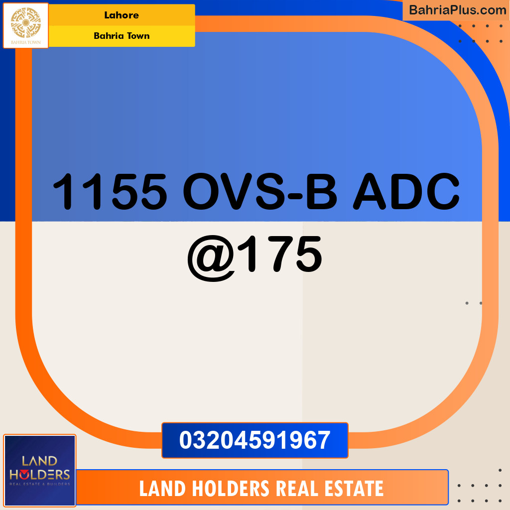 Residential Plot for Sale in Overseas B -  Bahria Town, Lahore - (BP-160640)