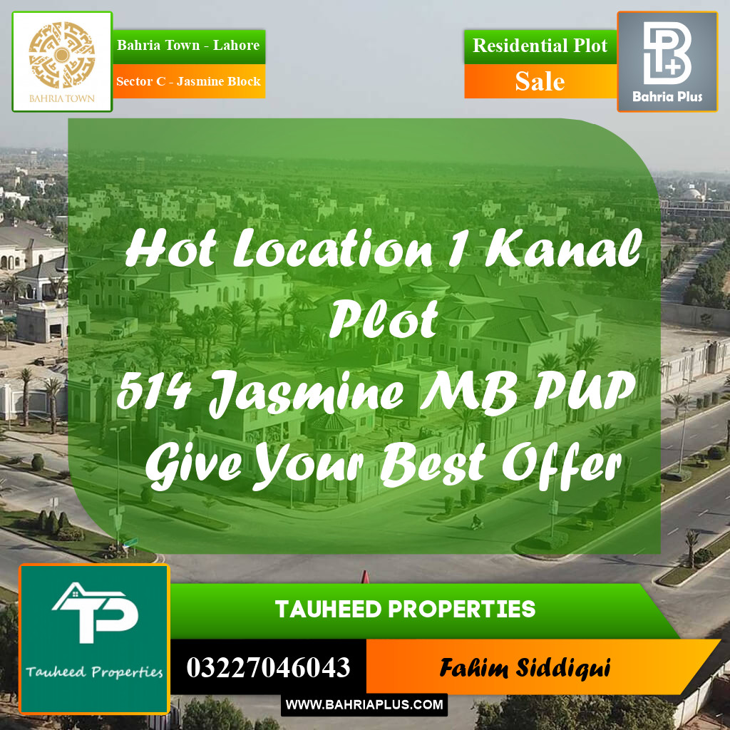 Residential Plot for Sale in Sector C - Jasmine Block -  Bahria Town, Lahore - (BP-160667)