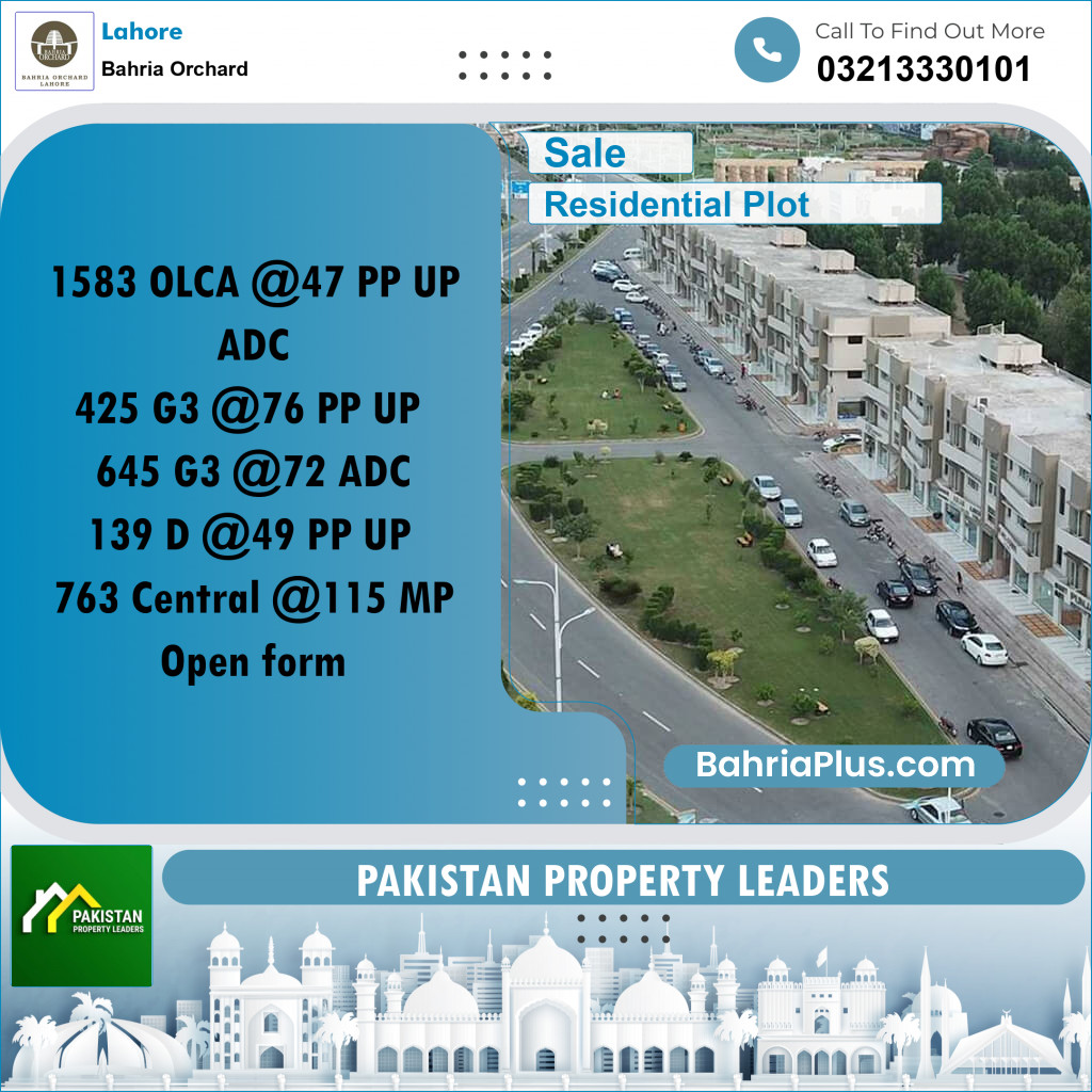 Residential Plot for Sale in OLC-A Block -  Bahria Orchard, Lahore - (BP-160677)
