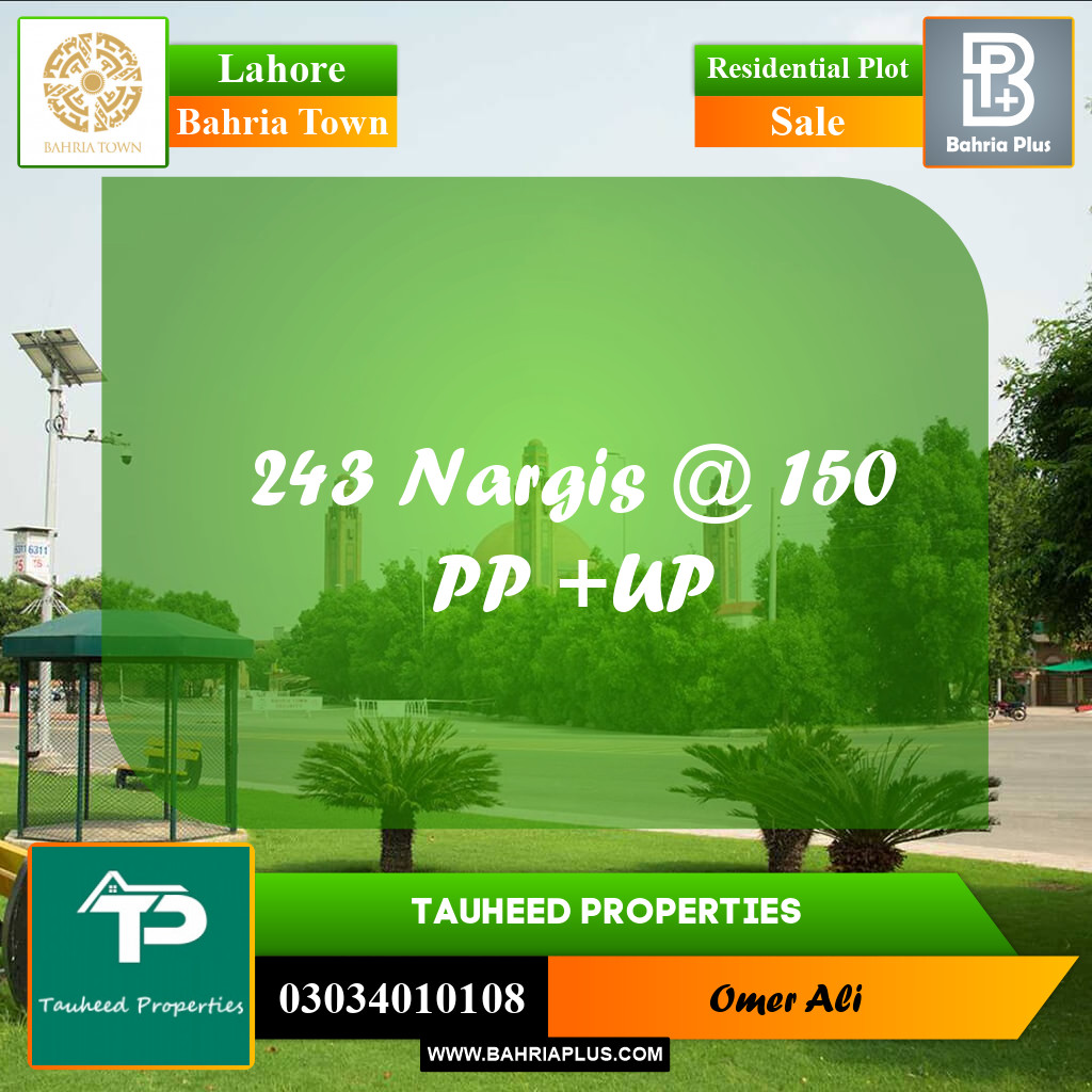 Residential Plot for Sale in Sector C - Nargis/Hussain Block -  Bahria Town, Lahore - (BP-160683)