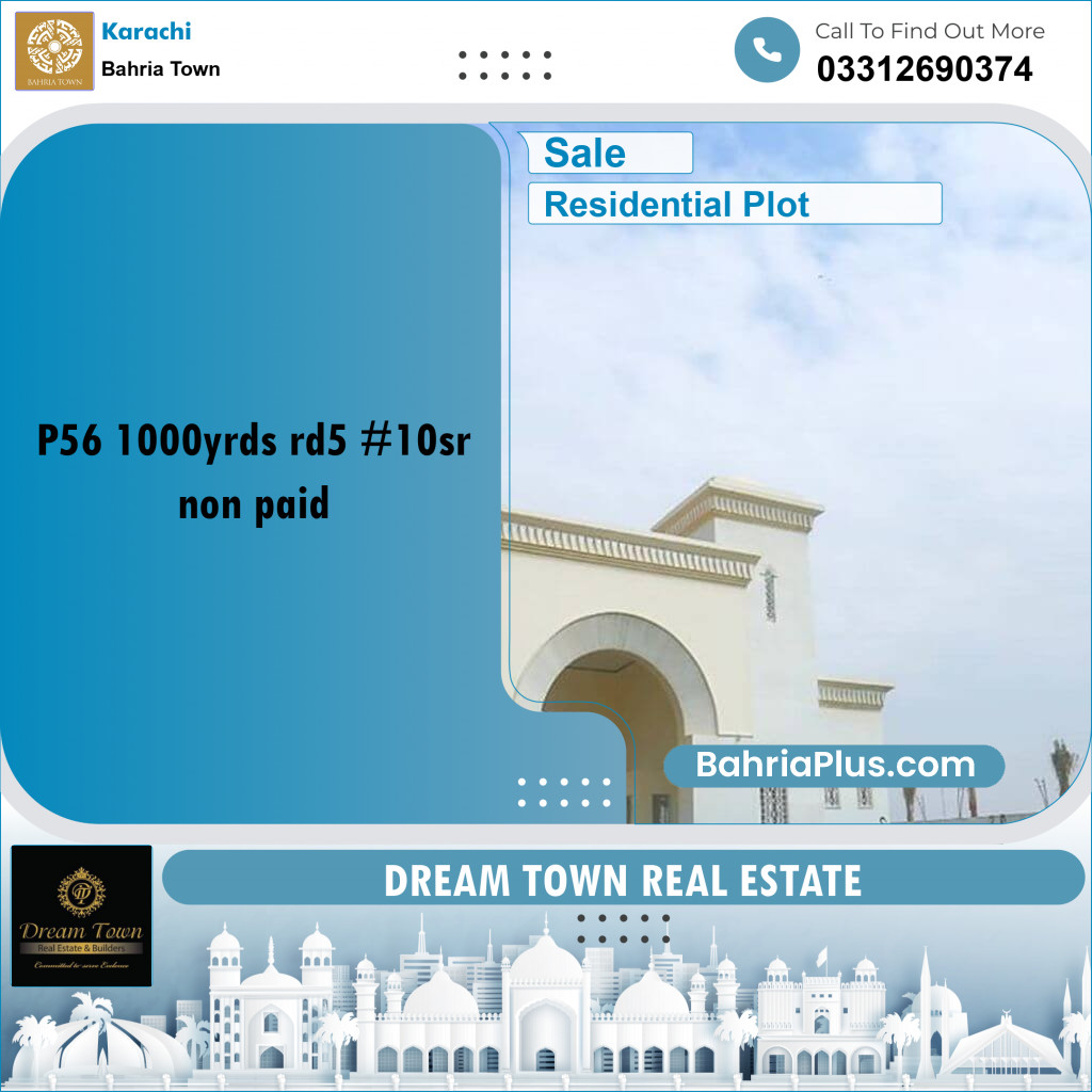 1000 Sq. Yards Residential Plot for Sale in Precinct 56 -  Bahria Town, Karachi - (BP-160687)