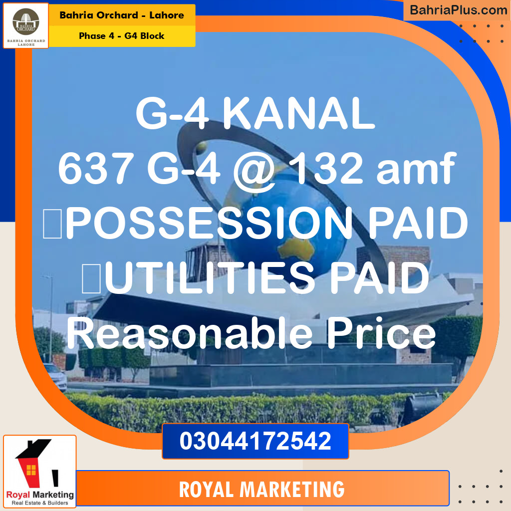 Residential Plot for Sale in Phase 4 - G4 Block -  Bahria Orchard, Lahore - (BP-160750)