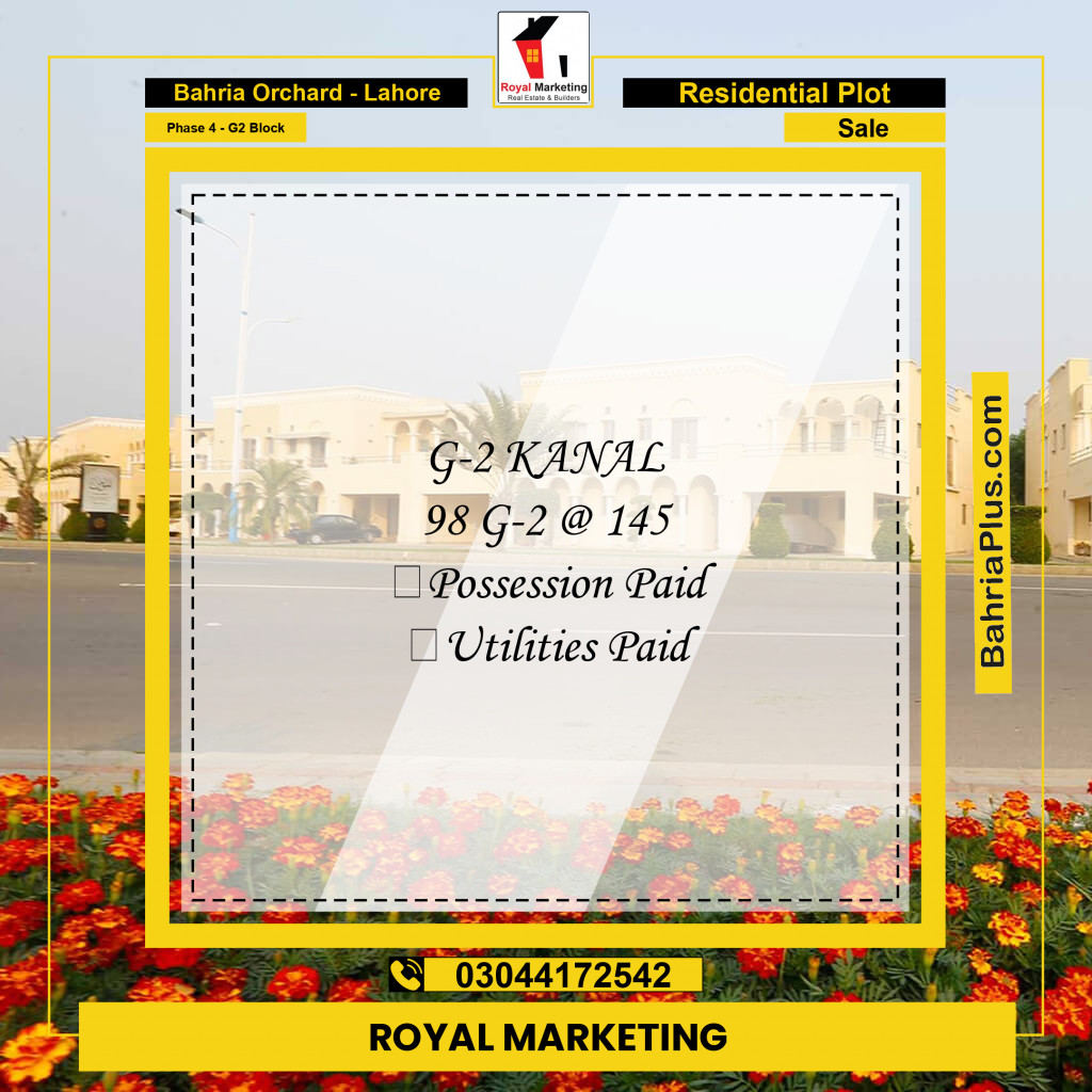 Residential Plot for Sale in Phase 4 - G2 Block -  Bahria Orchard, Lahore - (BP-160756)
