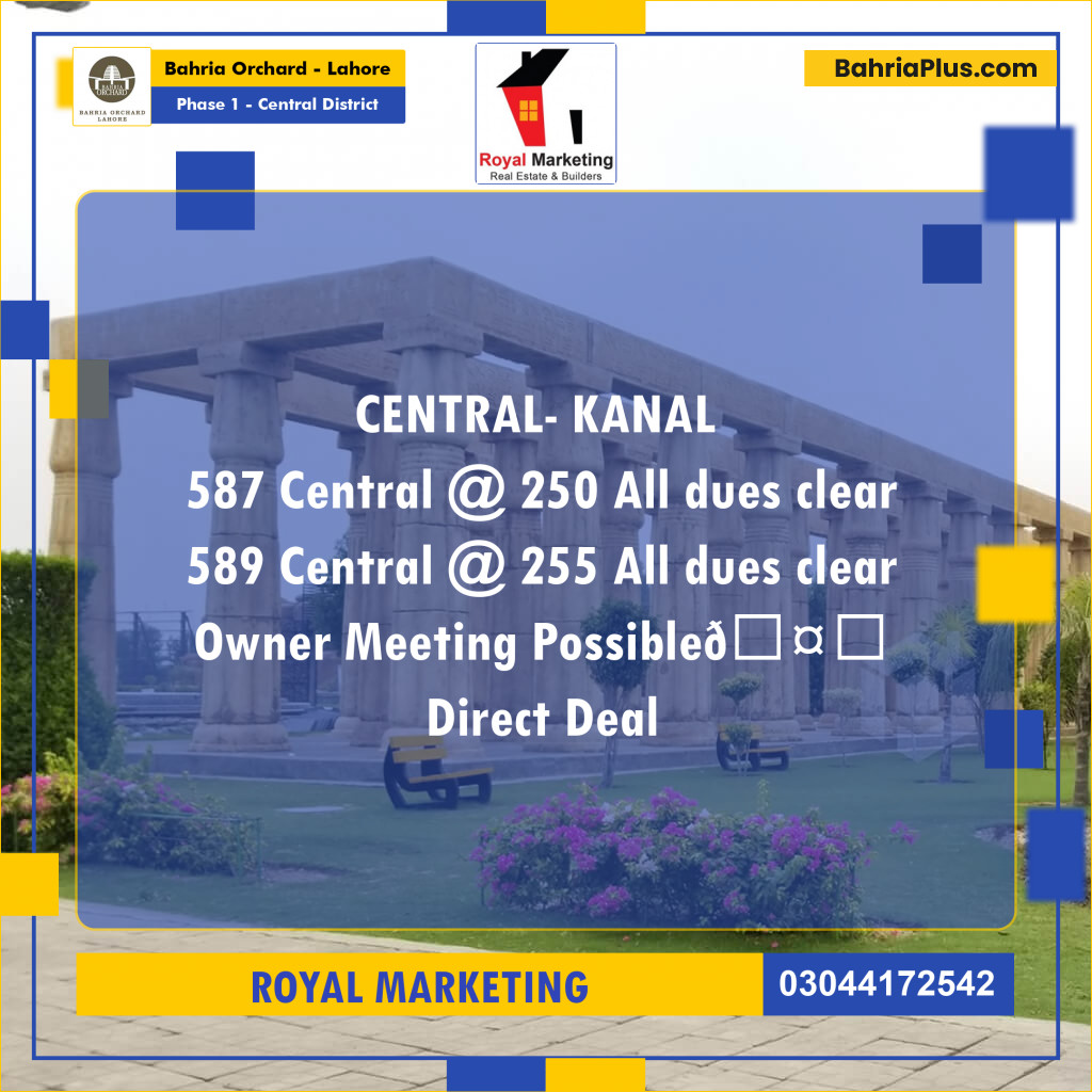 Residential Plot for Sale in Phase 1 - Central District -  Bahria Orchard, Lahore - (BP-160774)