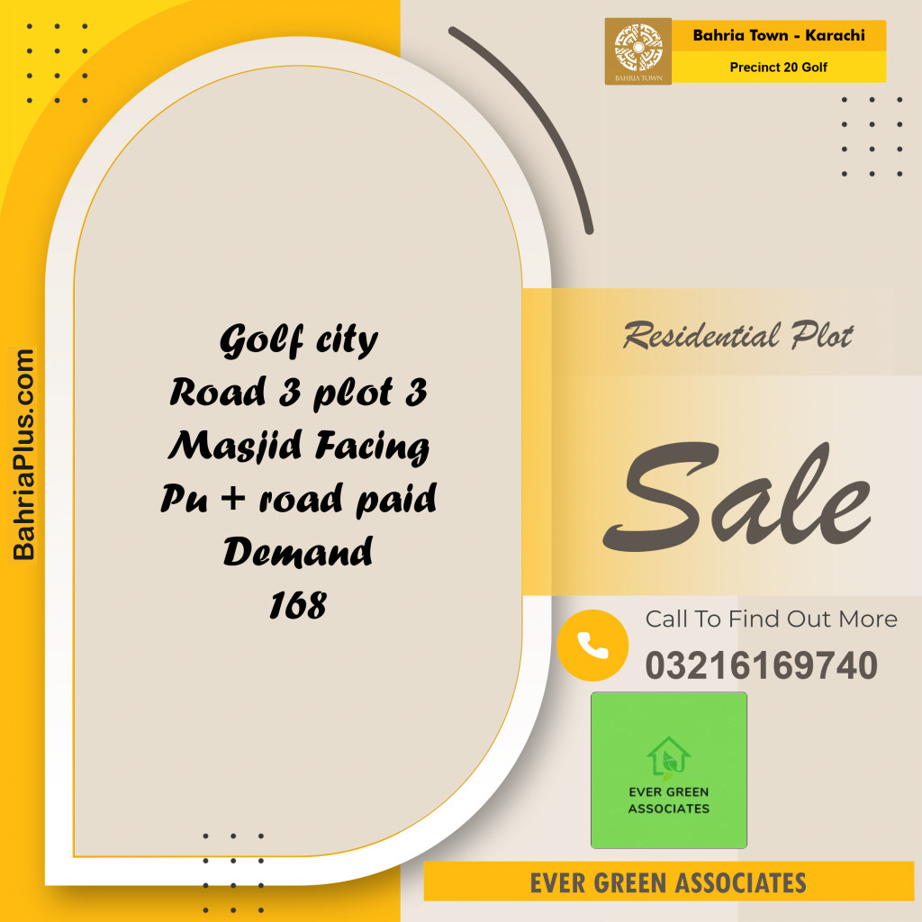 Residential Plot for Sale in Precinct 20 Golf -  Bahria Town, Karachi - (BP-160792)