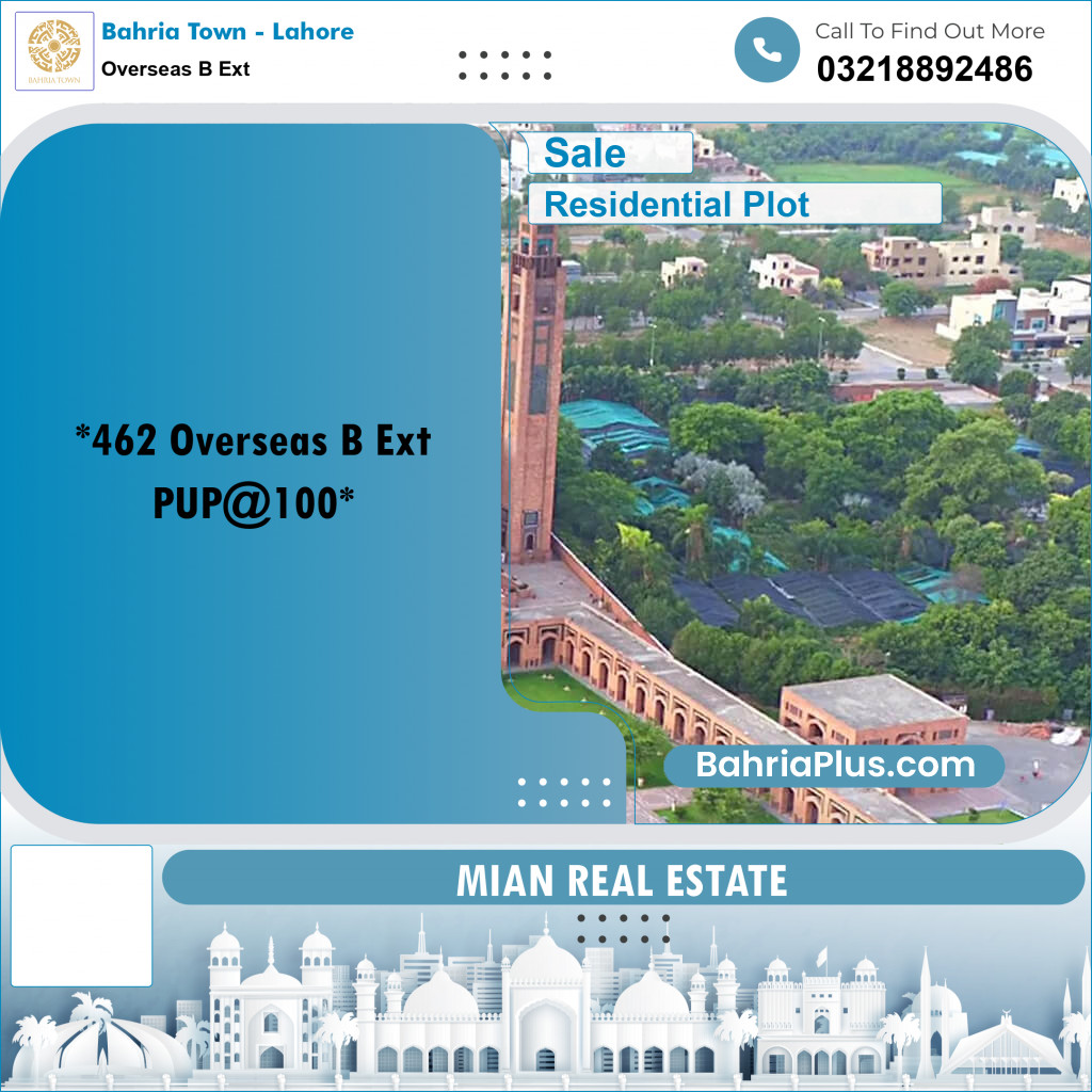 Residential Plot for Sale in Overseas B Ext -  Bahria Town, Lahore - (BP-160810)
